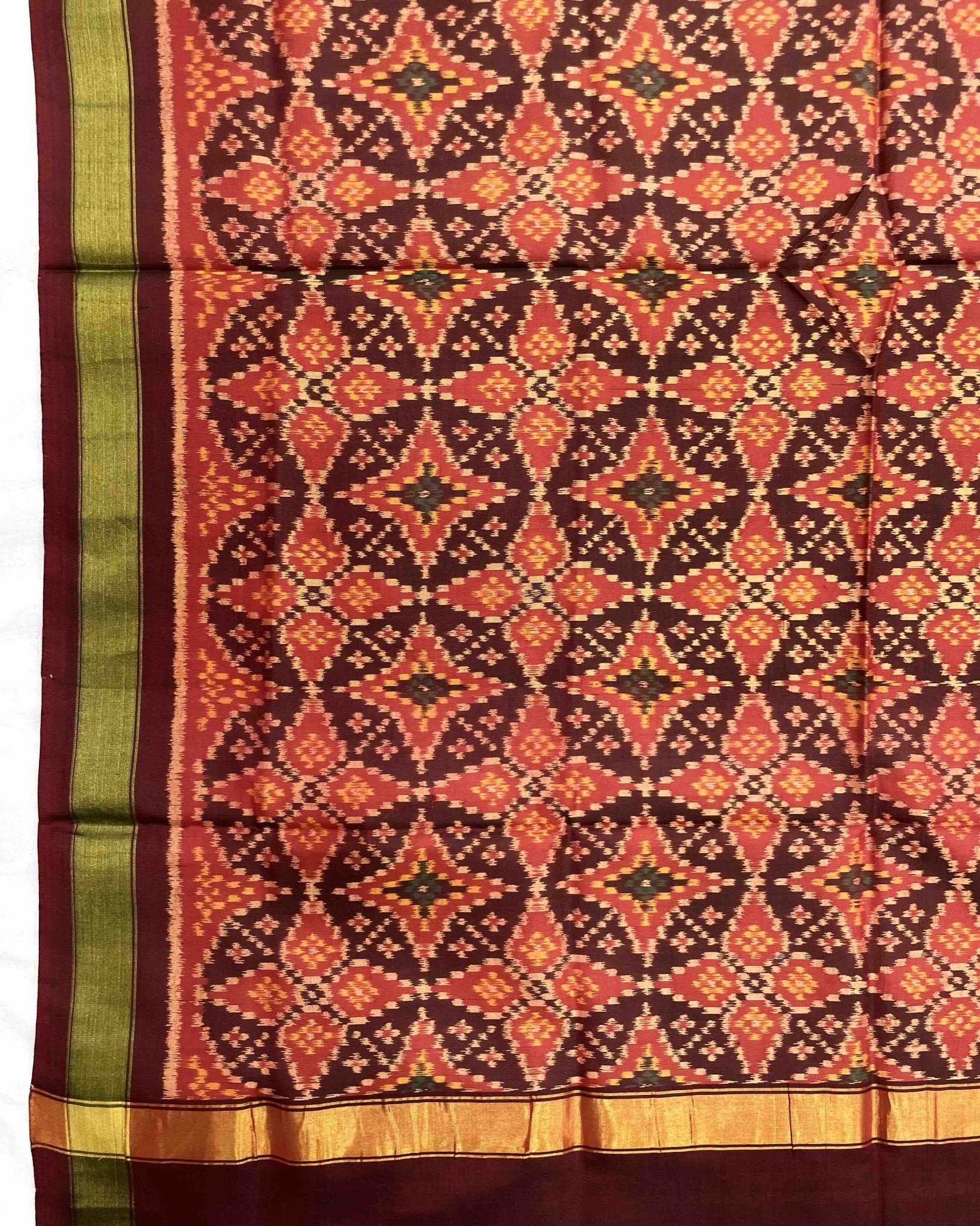 Maroon & Red Solsitara Design Patola Dupatta - SindhoiPatolaArt