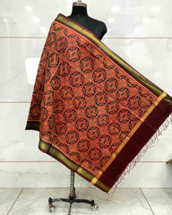 Maroon & Red Solsitara Design Patola Dupatta - SindhoiPatolaArt