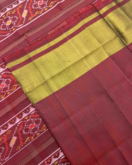 Maroon & Red Zigzag Designer Patola Saree - SindhoiPatolaArt