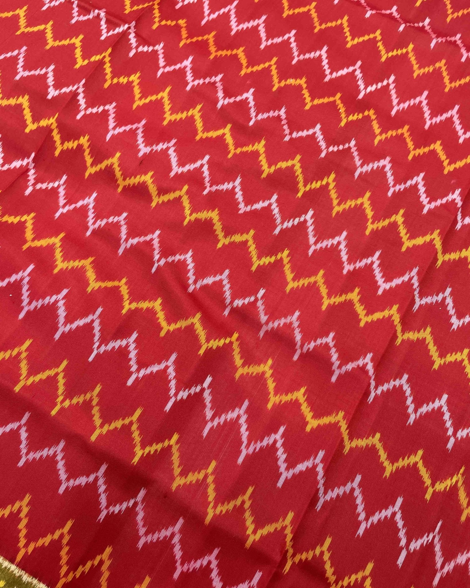 Maroon & Red Zigzag Designer Patola Saree - SindhoiPatolaArt