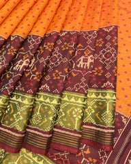 Maroon & Yellow Doted with Narikunj Scut Border Patola Saree - SindhoiPatolaArt