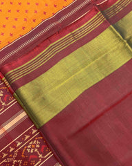 Maroon & Yellow Doted with Narikunj Scut Border Patola Saree - SindhoiPatolaArt