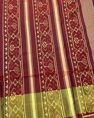 Maroon & Yellow Doted with Narikunj Scut Border Patola Saree - SindhoiPatolaArt