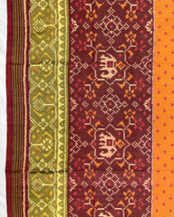 Maroon & Yellow Doted with Narikunj Scut Border Patola Saree - SindhoiPatolaArt