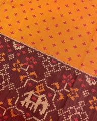 Maroon & Yellow Doted with Narikunj Scut Border Patola Saree - SindhoiPatolaArt