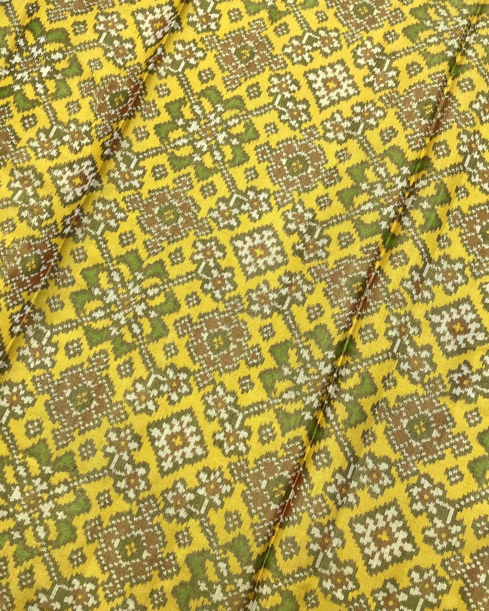 Maroon & Yellow Navratan Tissue Patola Saree - SindhoiPatolaArt