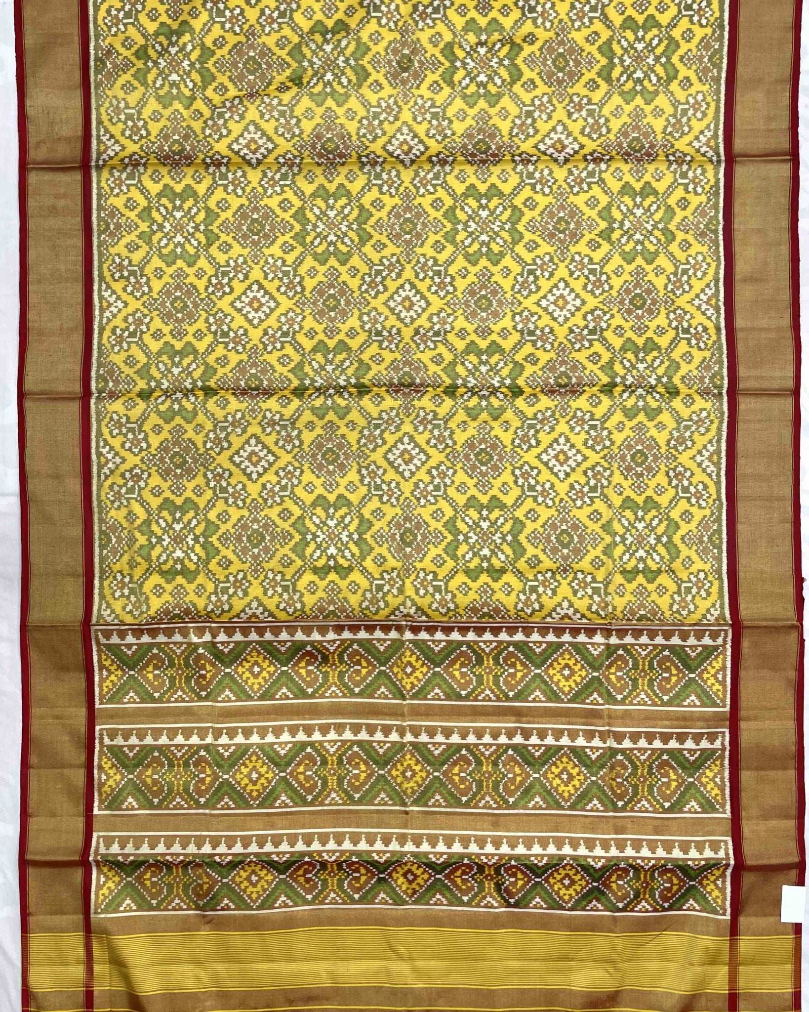 Maroon & Yellow Navratan Tissue Patola Saree - SindhoiPatolaArt