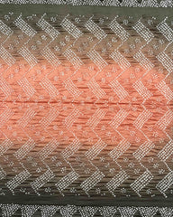 Mehendi Grey & Peach Chiniya Bandhani Saree - SindhoiPatolaArt