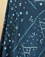 Mor Peach Blue Bandhej Mirror Kutch Woolen Shawl - SindhoiPatolaArt