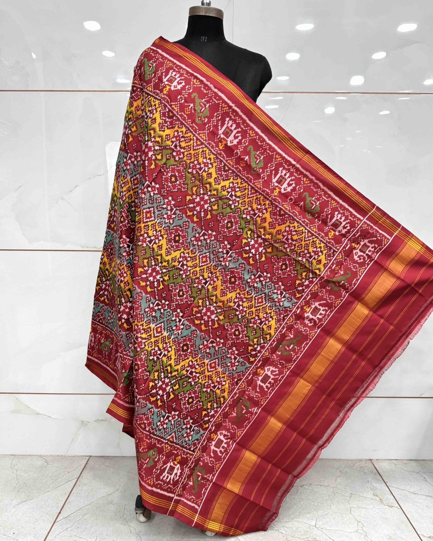 Multicolour Navratan Patola Dupatta - SindhoiPatolaArt
