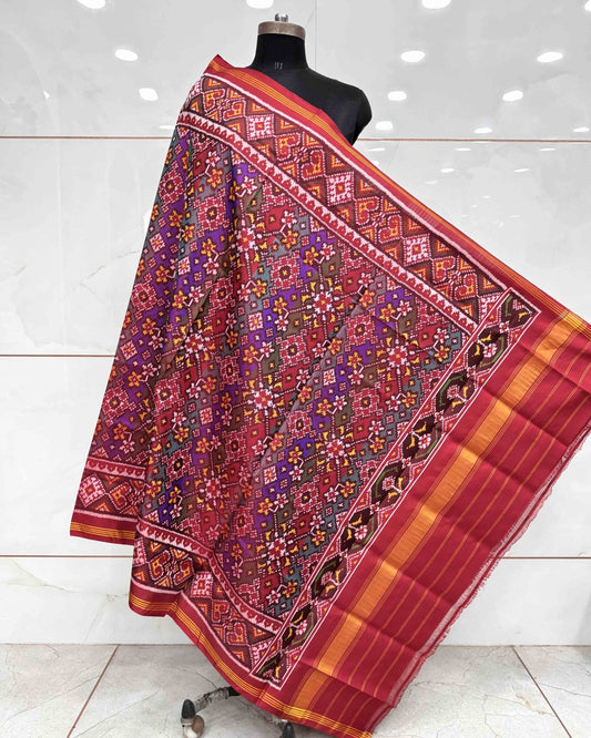 Multicolour Navratan Patola Dupatta - SindhoiPatolaArt