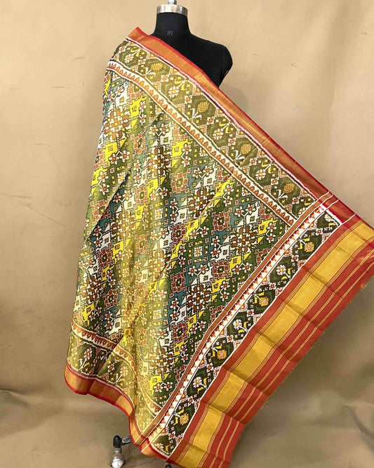 Multicolour Navratan Tissue Patola Dupatta - SindhoiPatolaArt