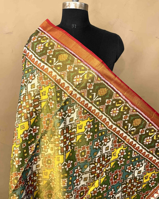 Multicolour Navratan Tissue Patola Dupatta - SindhoiPatolaArt