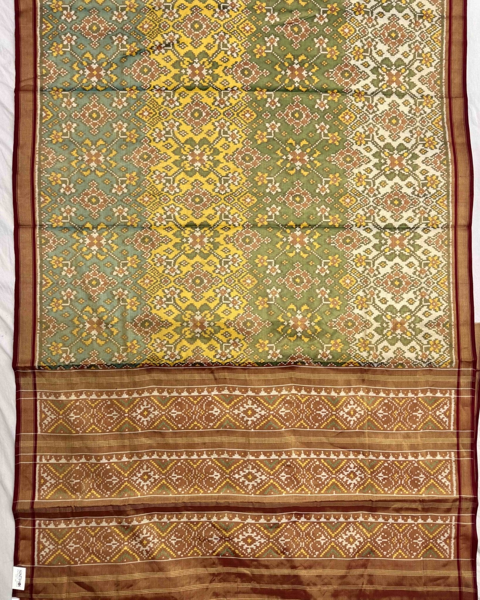 Multicolour Navratan Tissue Patola Saree - SindhoiPatolaArt