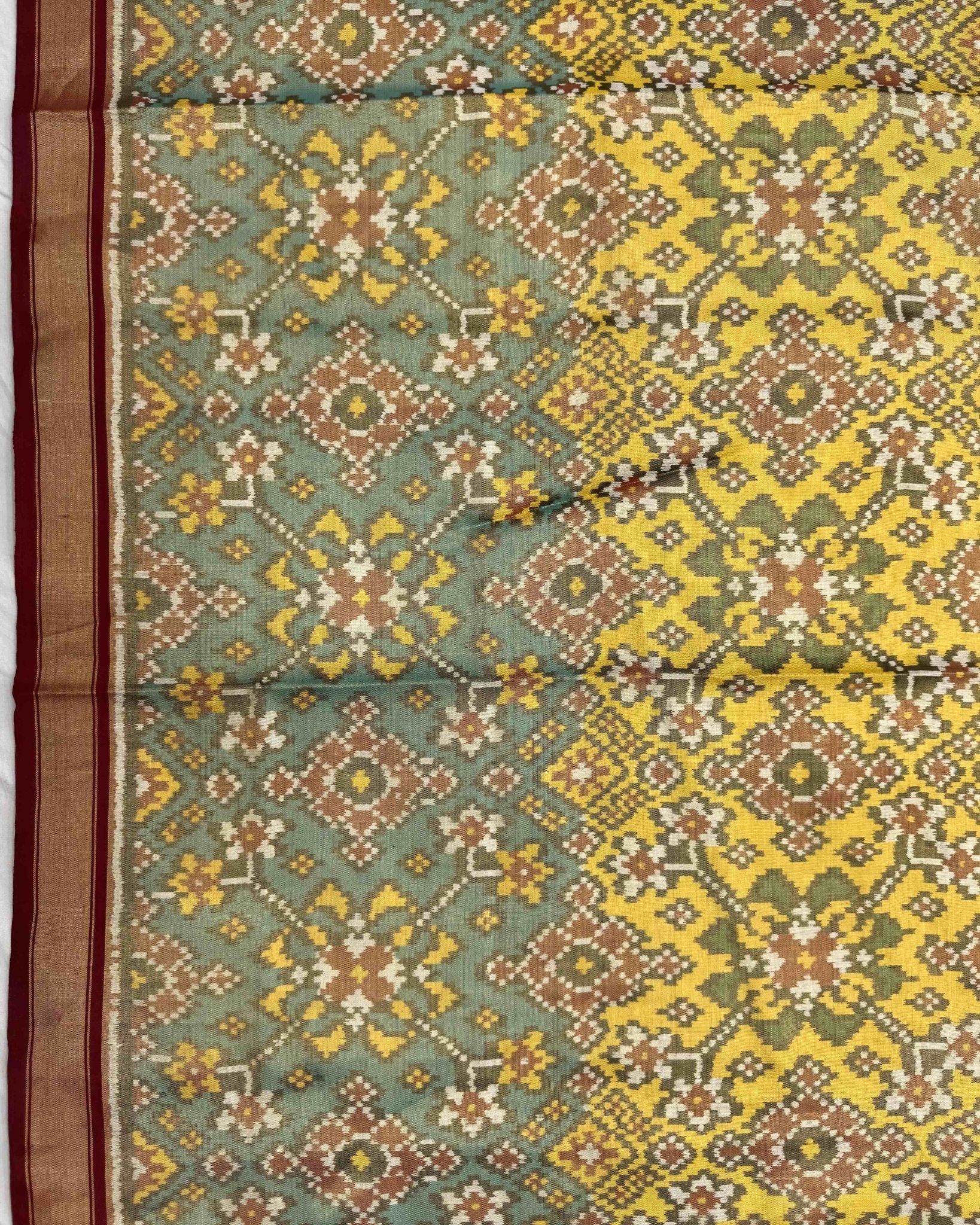 Multicolour Navratan Tissue Patola Saree - SindhoiPatolaArt
