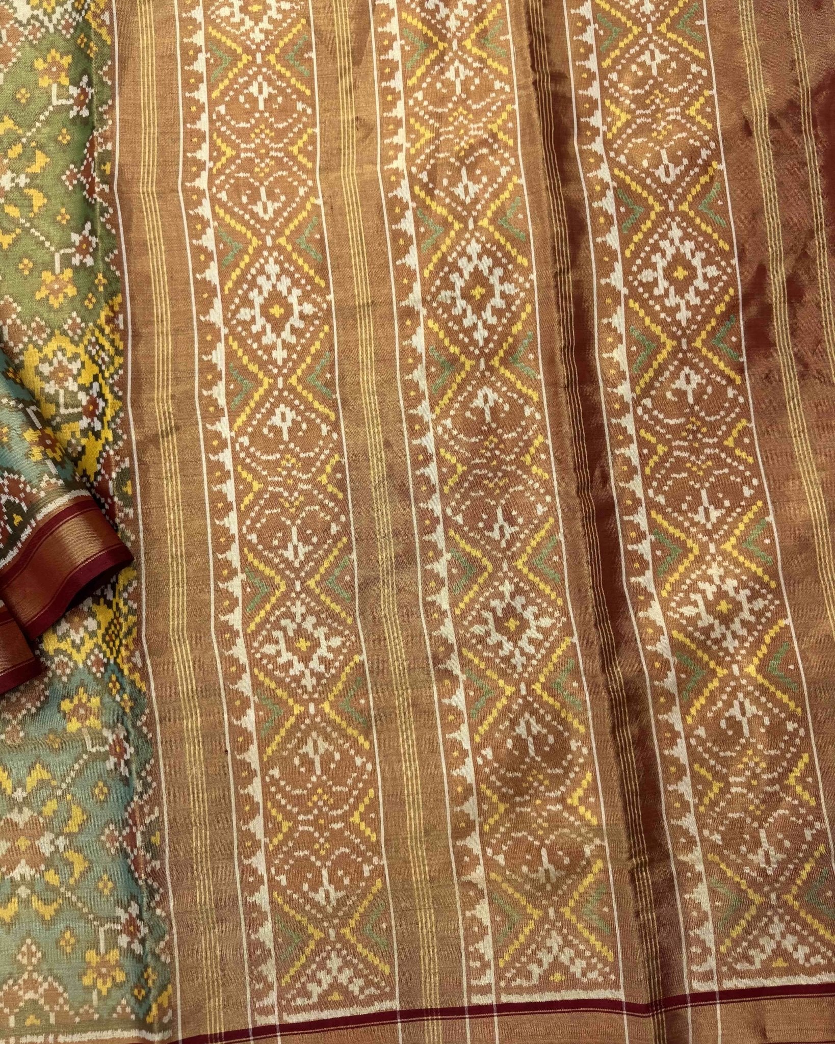 Multicolour Navratan Tissue Patola Saree - SindhoiPatolaArt