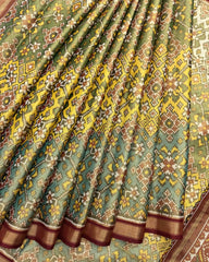 Multicolour Navratan Tissue Patola Saree - SindhoiPatolaArt