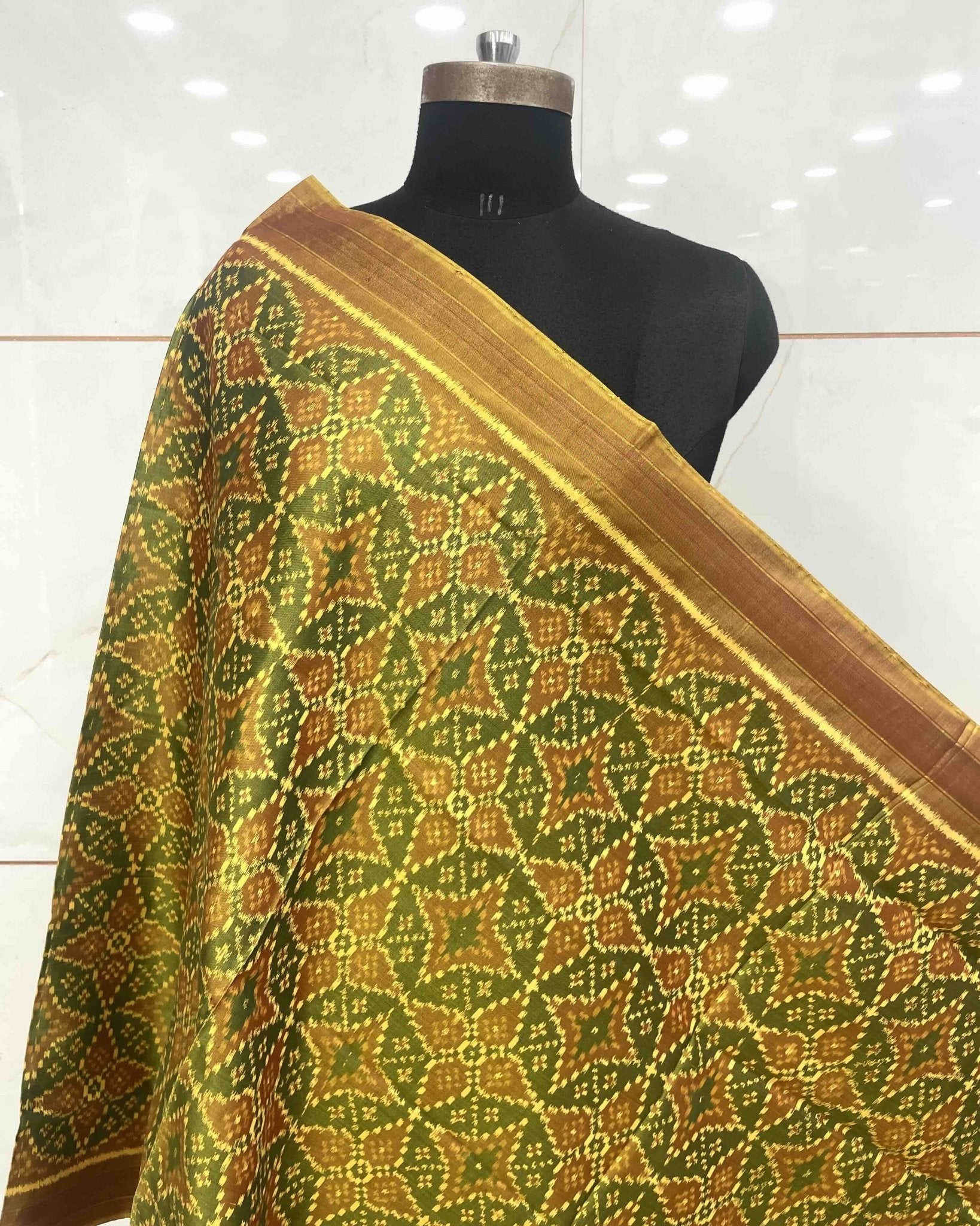 Mustard Yellow Solsitara Design Patola Dupatta - SindhoiPatolaArt