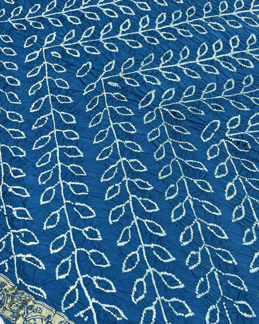 Navy Blue Gajji Silk Bandhani Saree - SindhoiPatolaArt