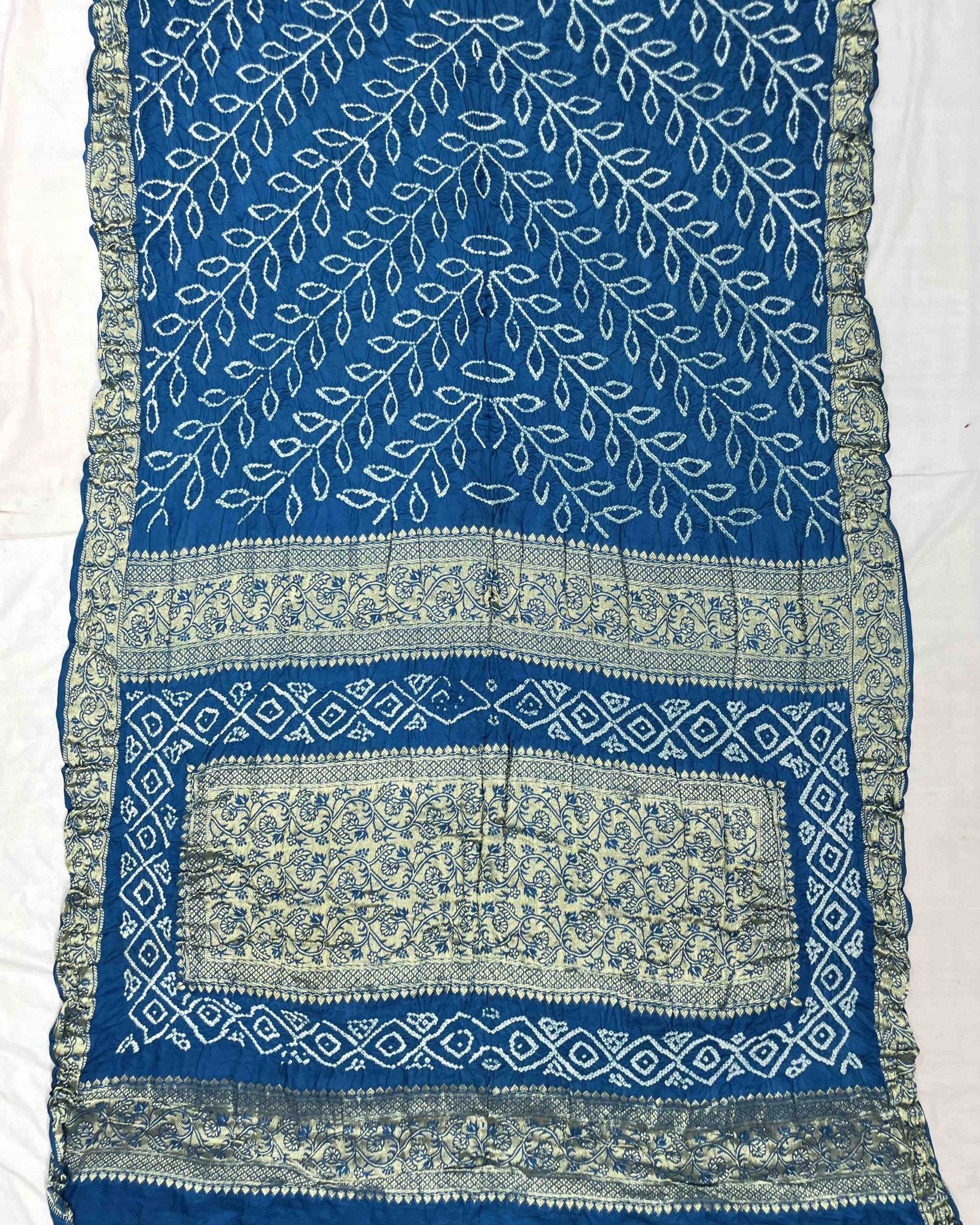 Navy Blue Gajji Silk Bandhani Saree - SindhoiPatolaArt