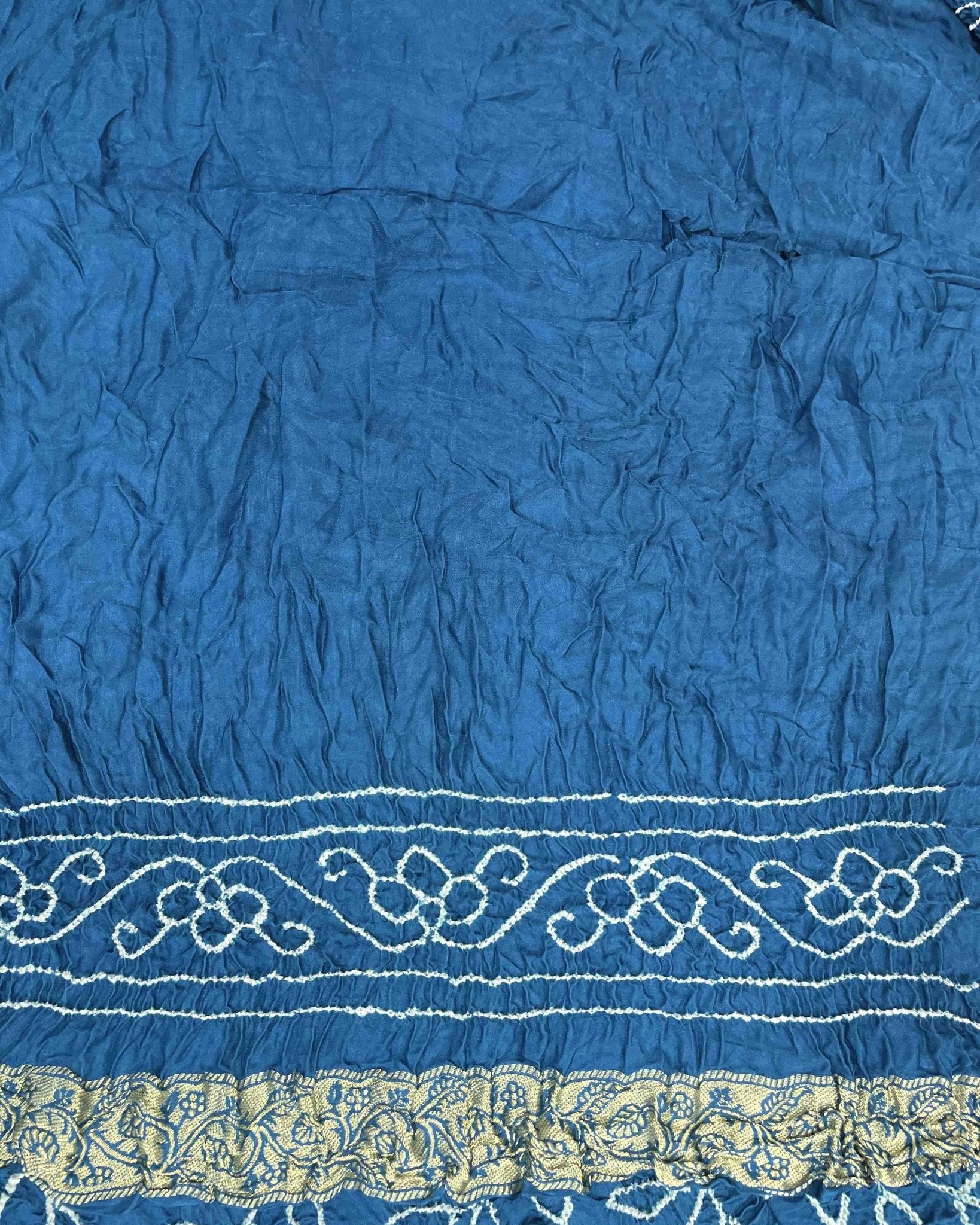 Navy Blue Gajji Silk Bandhani Saree - SindhoiPatolaArt