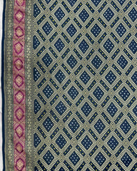 Navy Blue Georgette Bandhani Saree - SindhoiPatolaArt