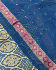 Navy Blue Georgette Bandhani Saree - SindhoiPatolaArt