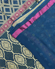 Navy Blue Georgette Bandhani Saree - SindhoiPatolaArt