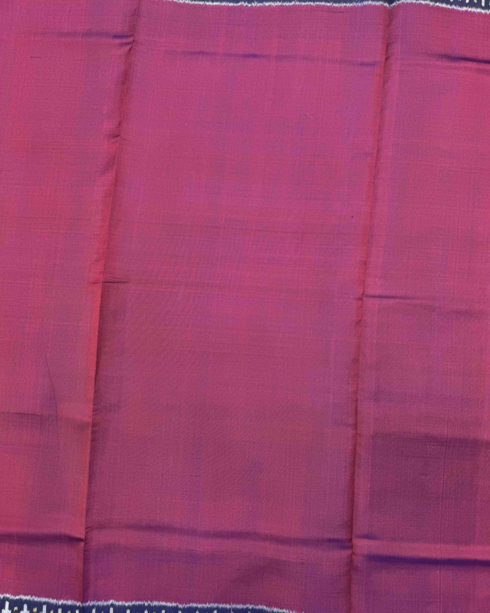 Navy Blue & Purple Plain Semi Double Ikat Patola Saree - SindhoiPatolaArt