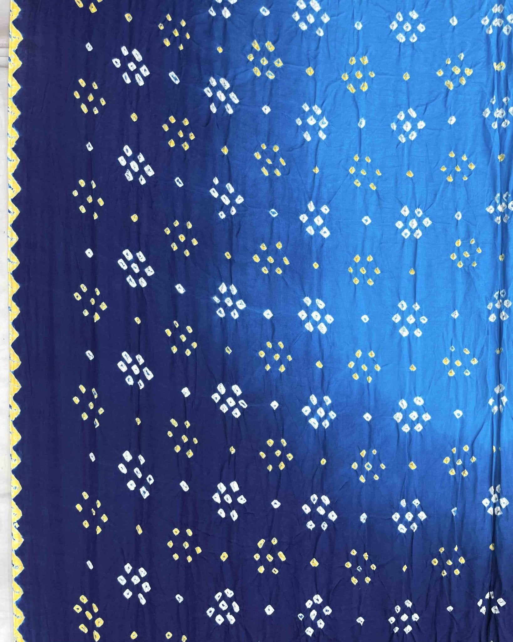 Navy & Sky Blue Shaded Gajji Silk Bandhani Saree - SindhoiPatolaArt