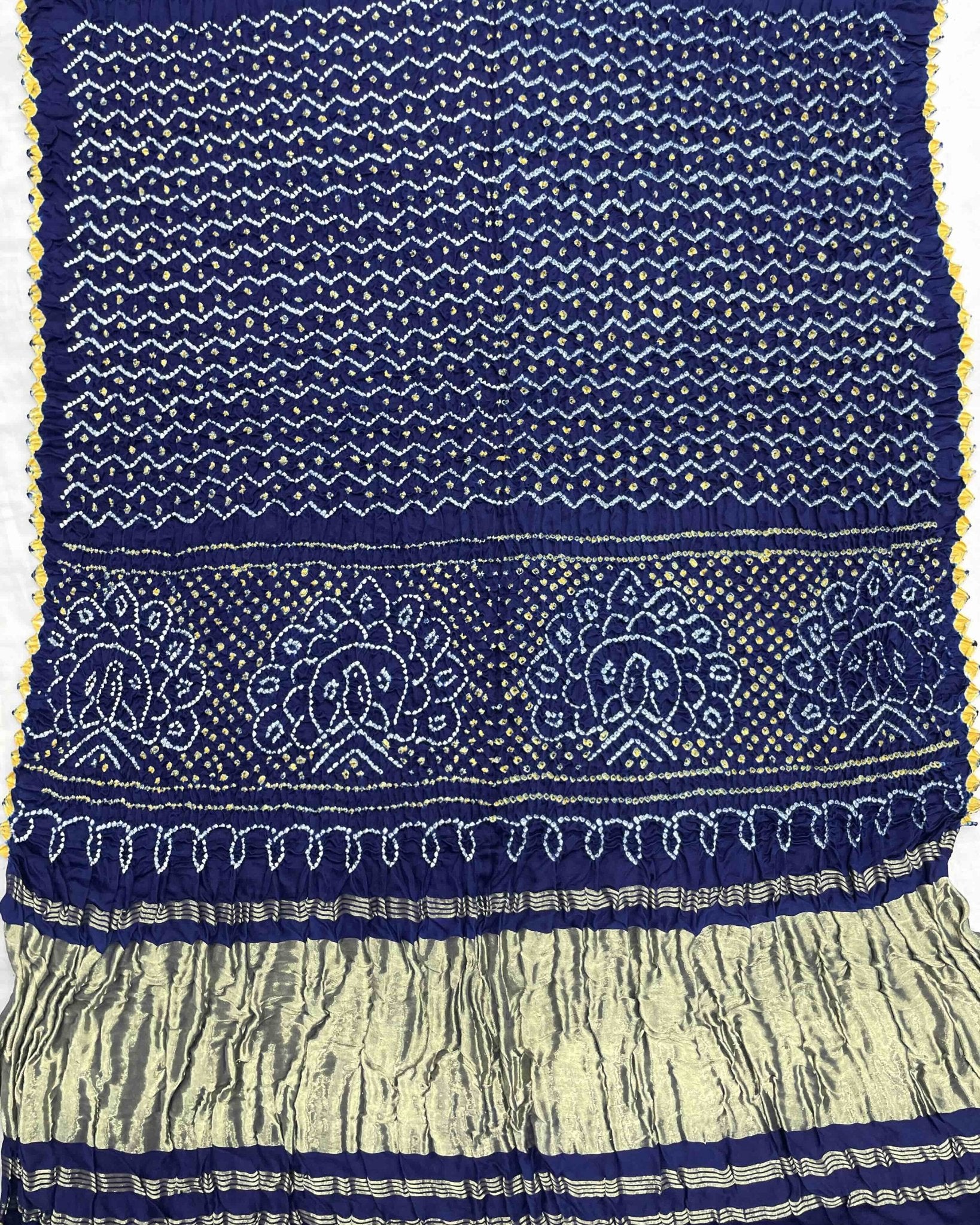Navy & Sky Blue Shaded Gajji Silk Bandhani Saree - SindhoiPatolaArt