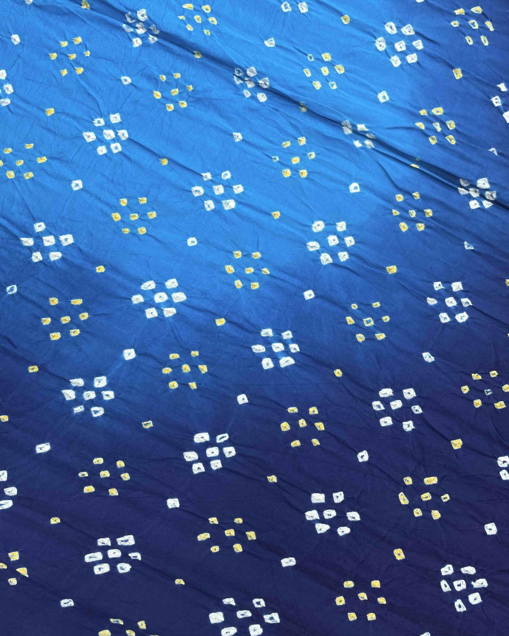 Navy & Sky Blue Shaded Gajji Silk Bandhani Saree - SindhoiPatolaArt