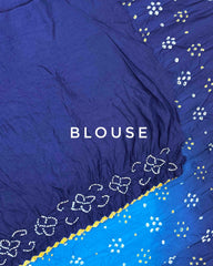 Navy & Sky Blue Shaded Gajji Silk Bandhani Saree - SindhoiPatolaArt