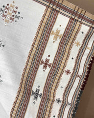 Off White Butta Mirror Kutchi Woolen Shawl - SindhoiPatolaArt