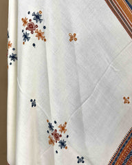 Off White Chomukh Mirror Kutchi Woolen Shawl - SindhoiPatolaArt