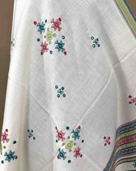 Off White Chomukh Mirror Kutchi Woolen Shawl - SindhoiPatolaArt