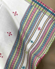 Off White Chomukh Mirror Kutchi Woolen Shawl - SindhoiPatolaArt