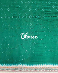Off white & Green Madhubani Bandhani Saree - SindhoiPatolaArt