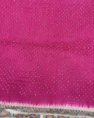 Off white & Pink Madhubani Bandhani Saree - SindhoiPatolaArt