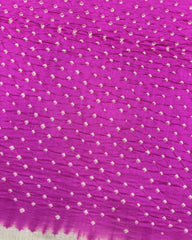 Off white & Pink Madhubani Bandhani Saree - SindhoiPatolaArt