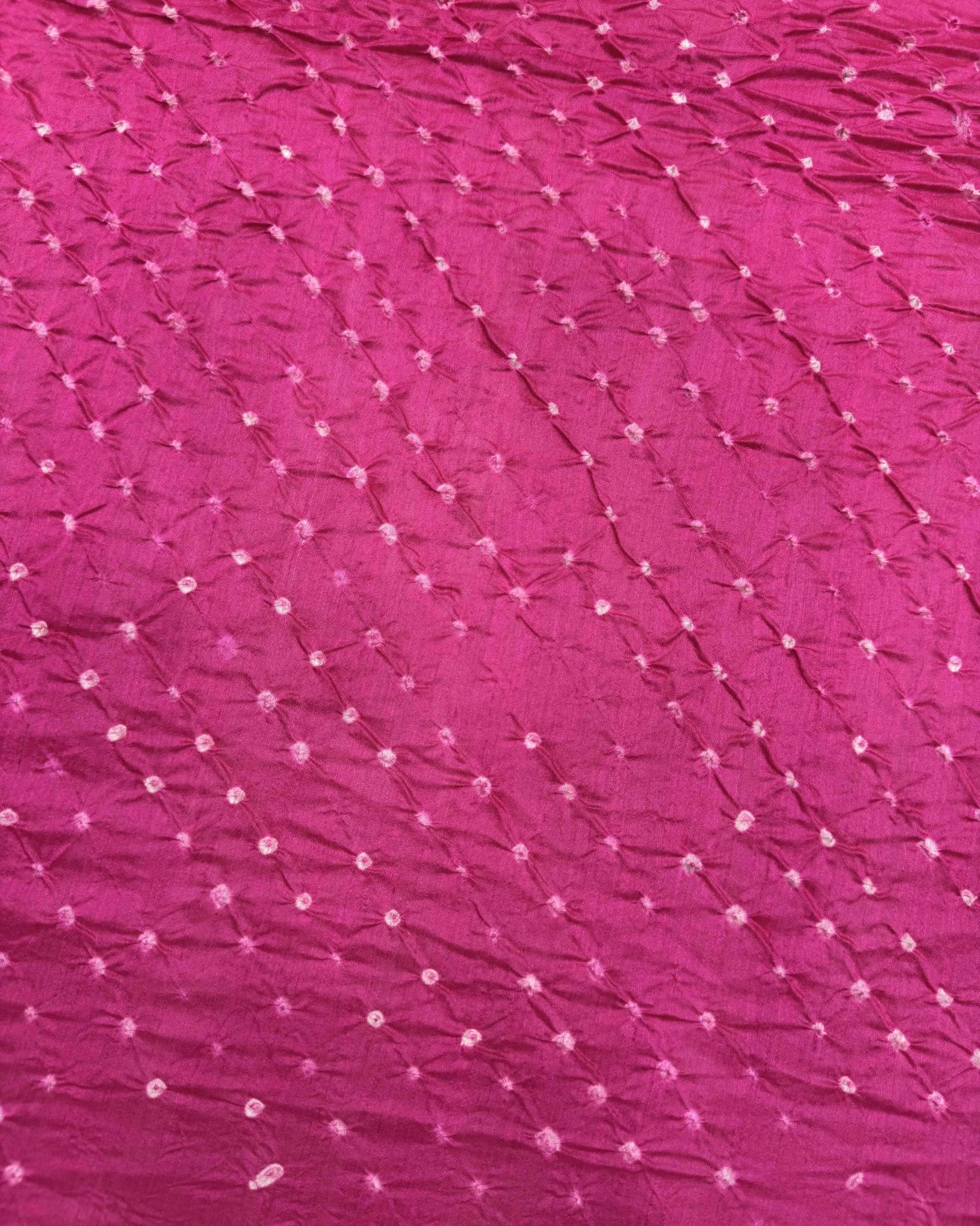 Off white & Pink Madhubani Bandhani Saree - SindhoiPatolaArt