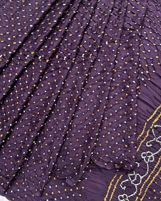 Onion Colour Gajji Silk Bandhani Saree - SindhoiPatolaArt