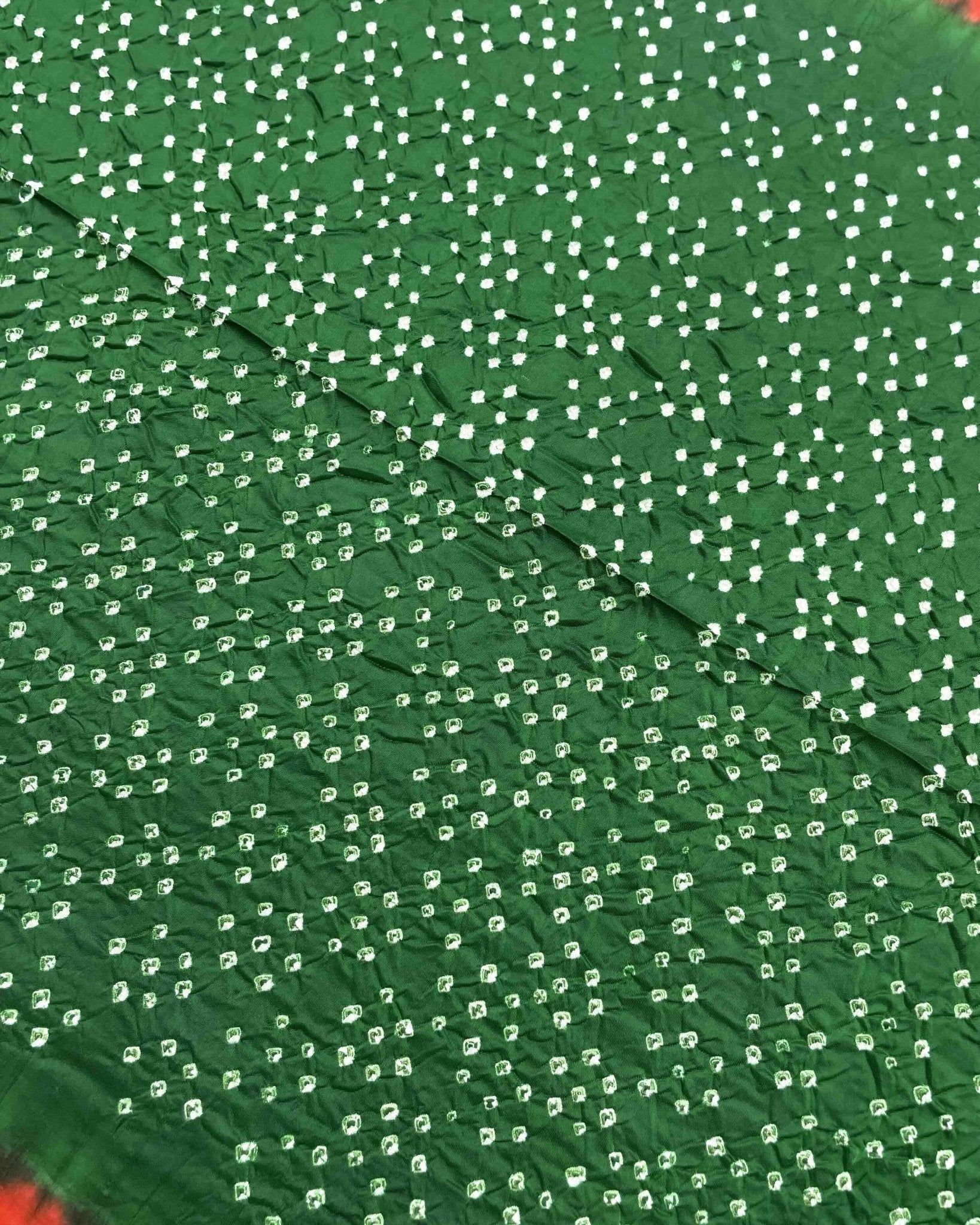 Orange & Green Bandhani Patola Dupatta - SindhoiPatolaArt