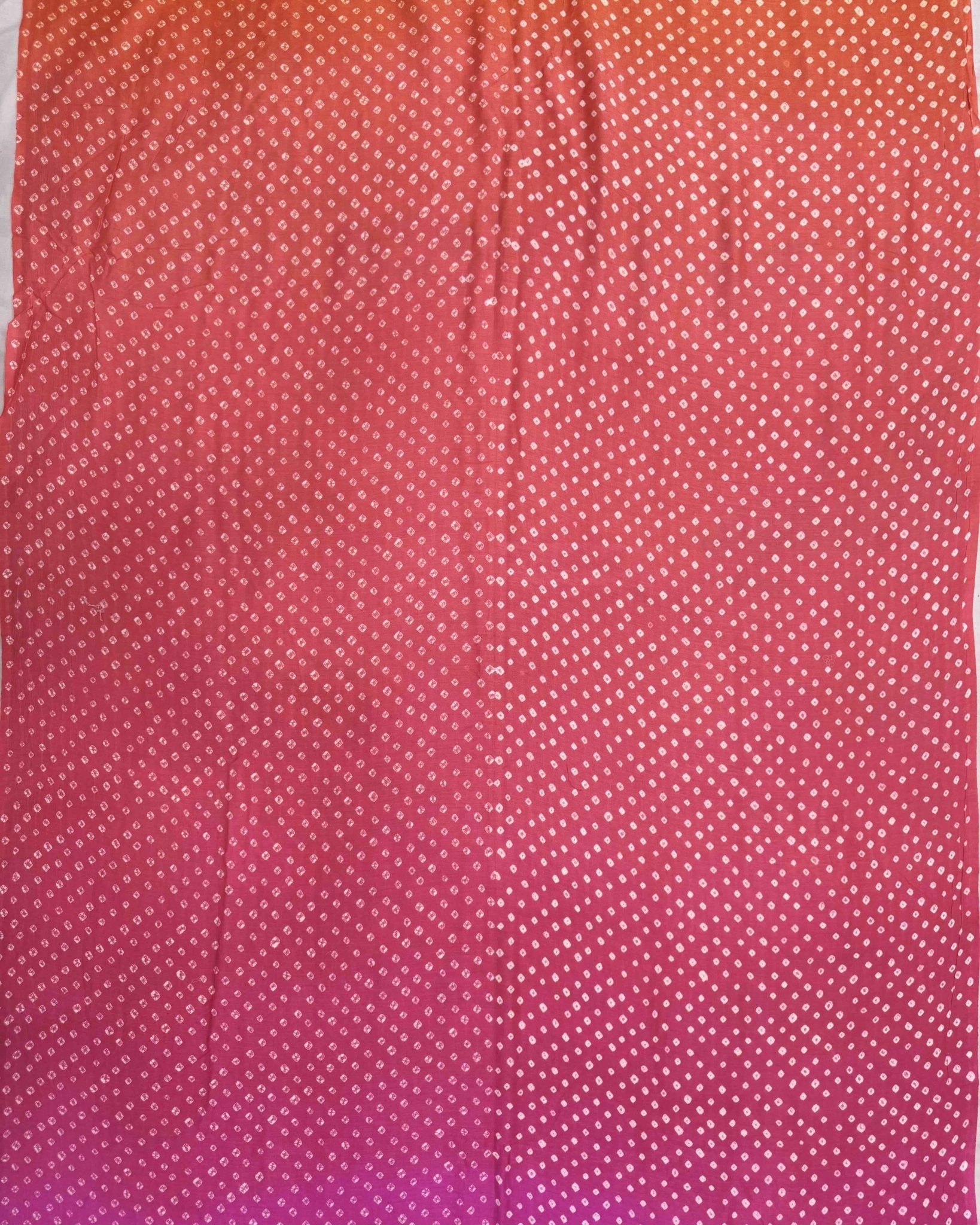 Orange & Pink Shaded Munga Silk Bandhani Saree - SindhoiPatolaArt