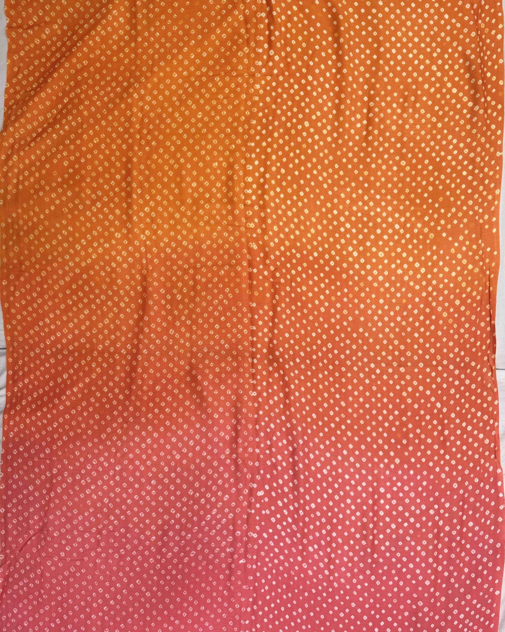Orange & Pink Shaded Munga Silk Bandhani Saree - SindhoiPatolaArt