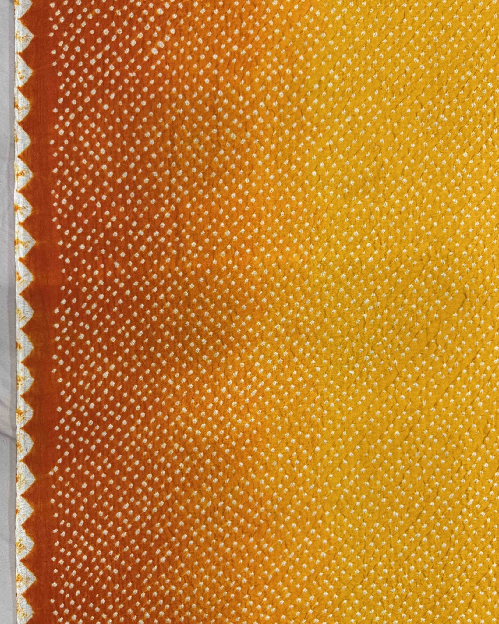 Orange & Yellow Shaded Gajji Silk Bandhani Dupatta - SindhoiPatolaArt