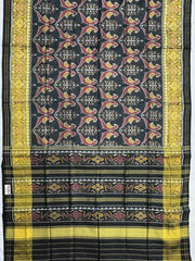 Parrot design black tissue border Patola saree - SindhoiPatolaArt