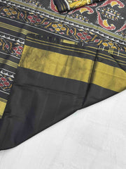 Parrot design black tissue border Patola saree - SindhoiPatolaArt