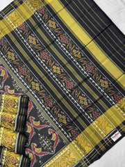 Parrot design black tissue border Patola saree - SindhoiPatolaArt