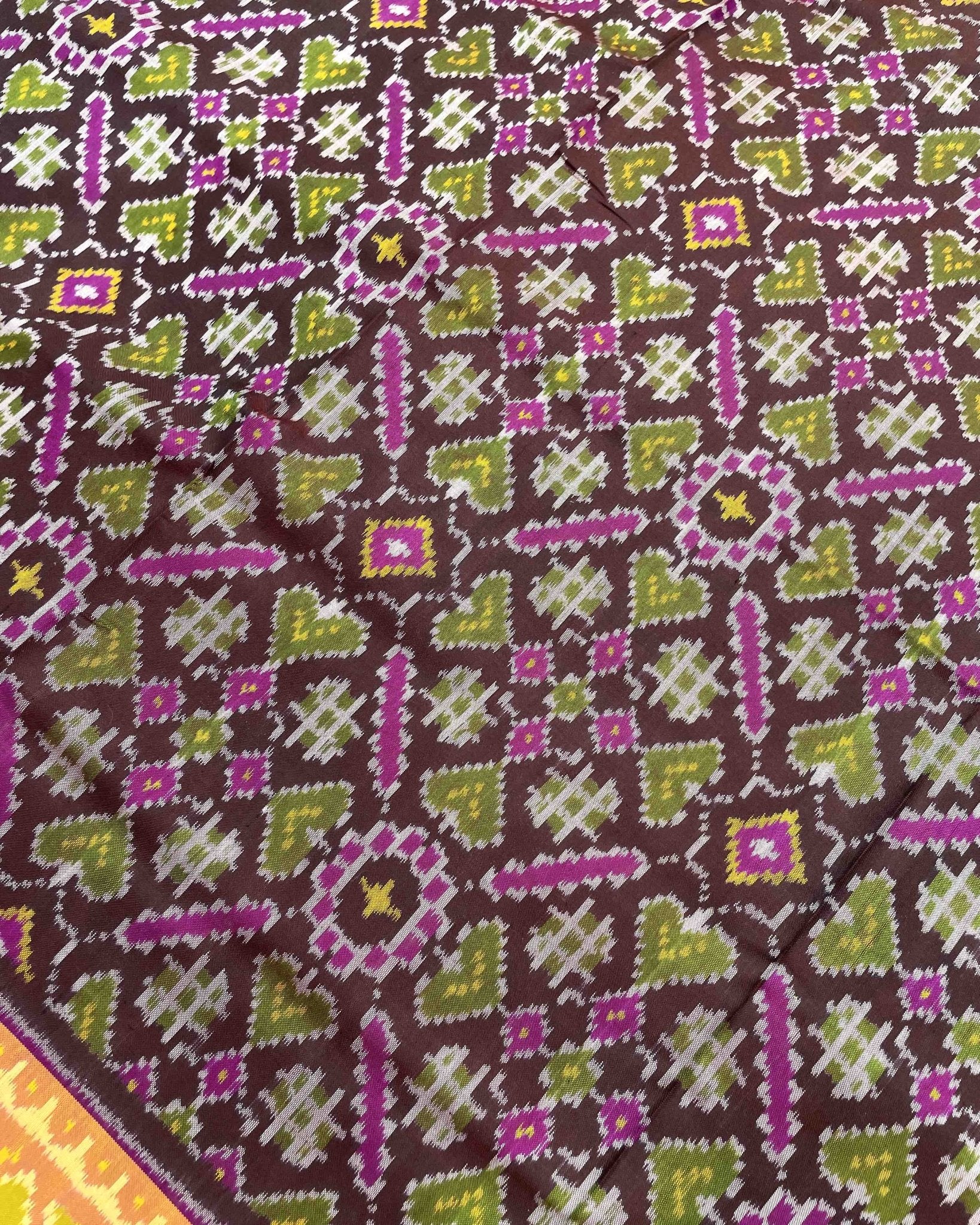 Peach & Berry Manekchowk Designer Patola Saree - SindhoiPatolaArt